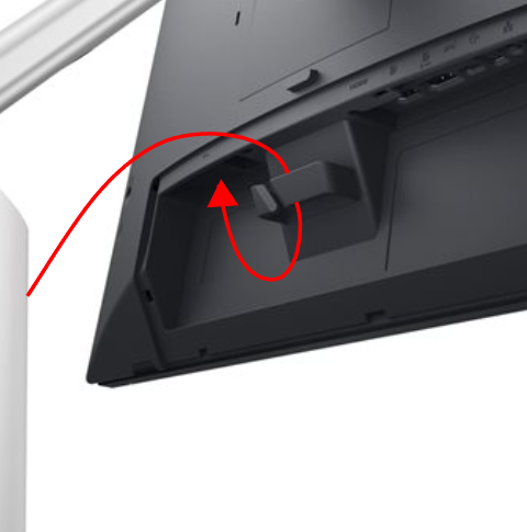 Cable routed through monitor clip